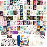 Decorably 110 Pack Gold Foiled & Glittery 5x7in All Occasion Cards Assortment Box with Envelopes & Stickers, 110 Folded Unique Designs for Friends & Family with Printed Message - Gifting, Mailing