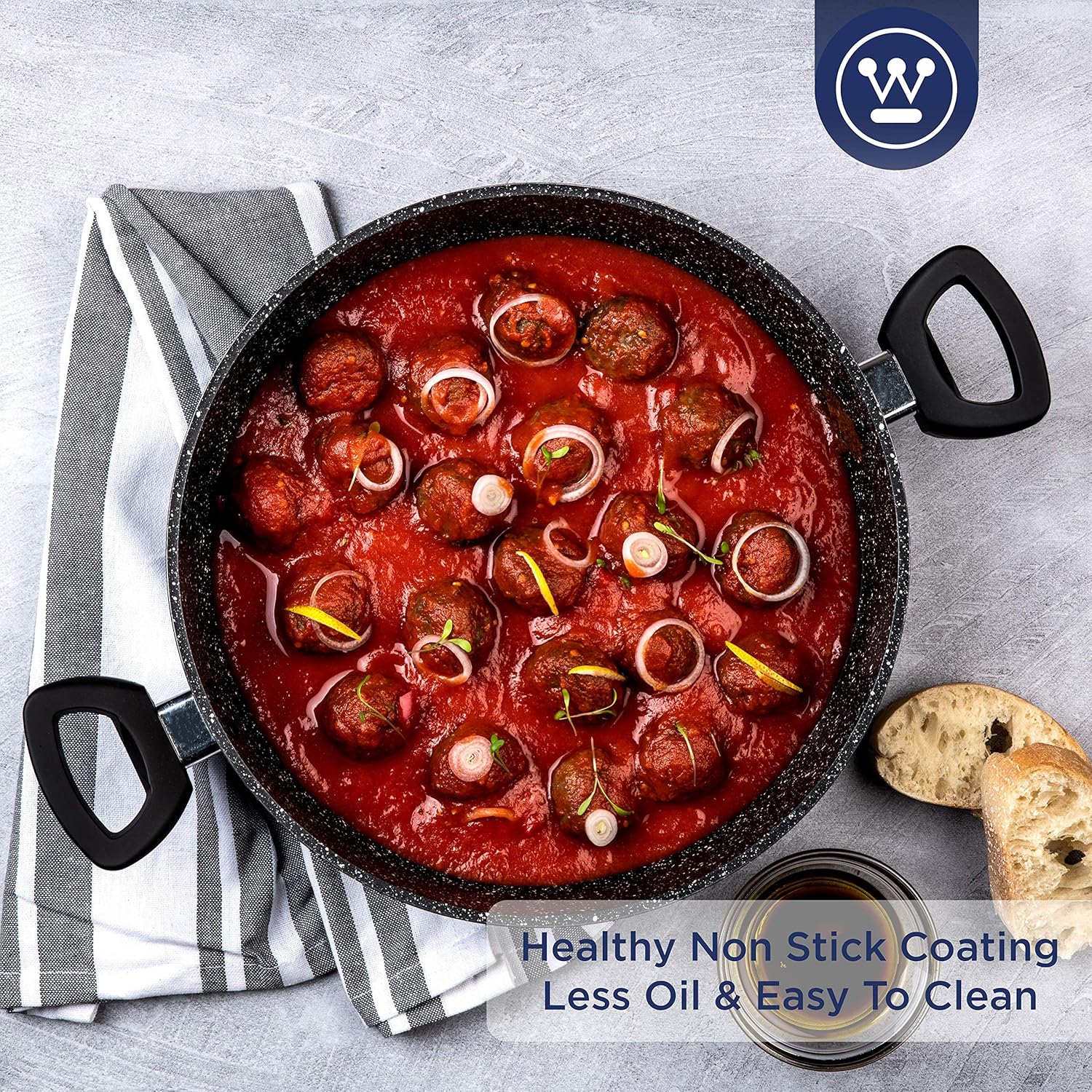 Westinghouse Frying Pan with Lid Non Stick, diameter 32 cm Saute Pan, Casserole Dish for Induction Gas Electric & Ceramic Hob - Image 3