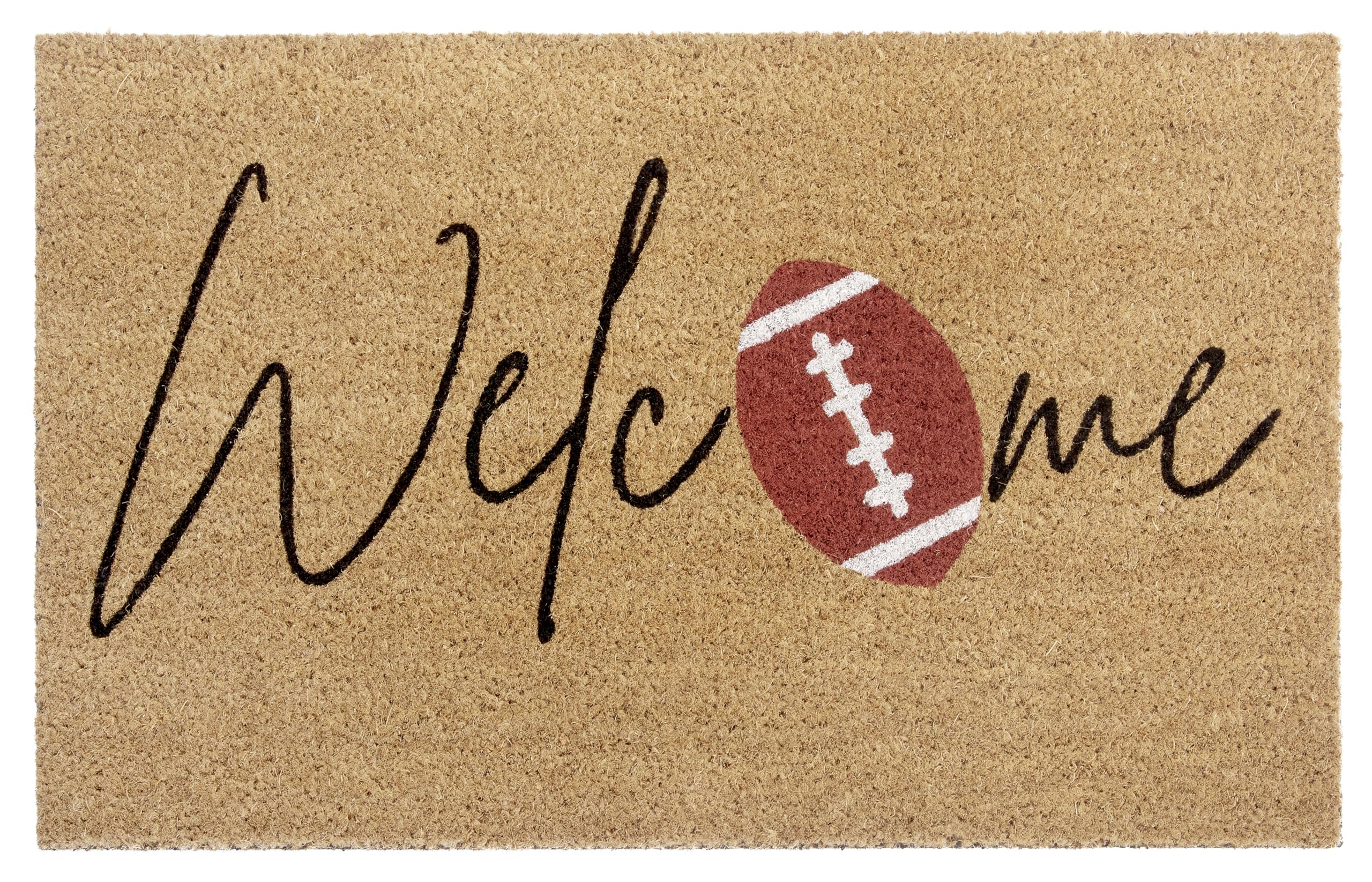 Hanse Home Mix Mats Coconut Doormat for Indoor and Outdoor Use - Dirt Trapper Mat Natural, Coconut Mat Welcome Football, Weatherproof and Non-Slip for Hallway, Patio, Entrance Area - 45 x 75 cm