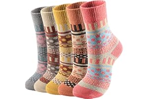 Nimalpal 5 Pairs Wool Socks for Women - Wool Socks Womens, Winter Cozy Sock Warm Sock