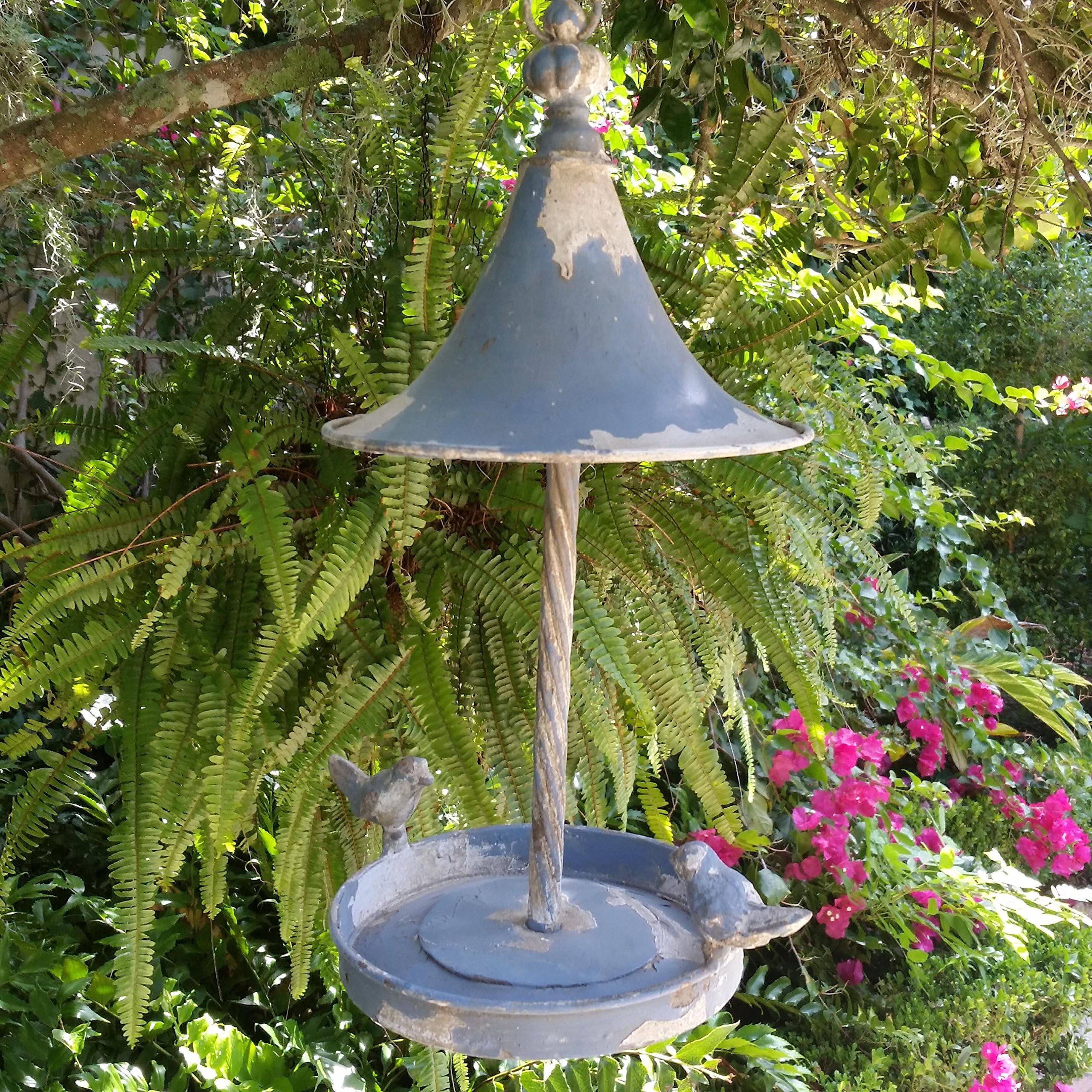 Love Birds Vintage Farmhouse Roof Hanging Bird Feeder - Metal