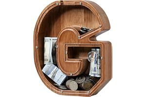 LADENK Piggy Bank for Kids Boys Girls, Wooden Large Letter Piggy Bank Alphabet Money Bank with Initial G, Coin Bank Fun Gifts for Birthday, Christmas, Festival, Baby Shower