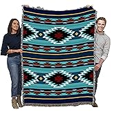 Pure Country Weavers Balpinar Blanket - Southwest Native American Inspired - Gift Tapestry Throw Woven from Cotton - Made in The USA (72x54)