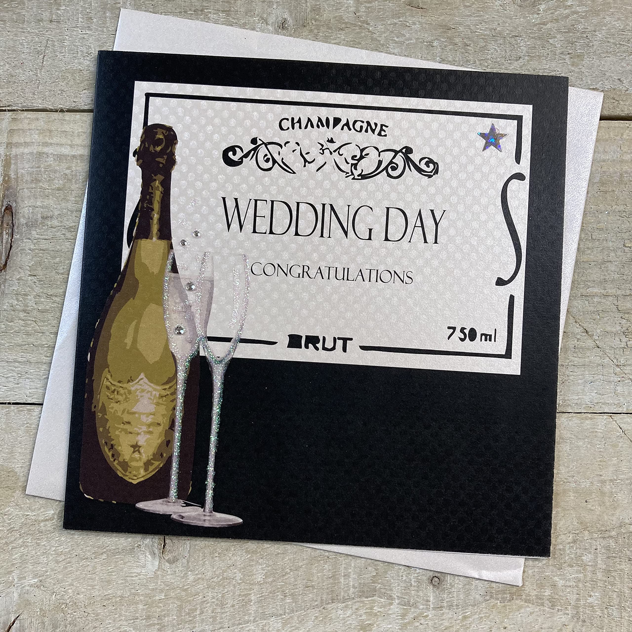 WHITE COTTON CARDS Day Congratulations, Handmade Wedding Card, Code B2