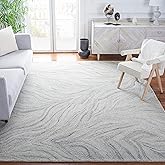 SAFAVIEH Metro Collection Area Rug - 9' x 12', Ivory & Silver, Handmade Modern Abstract Wool, Ideal for High Traffic Areas in