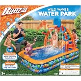 Banzai Wild Waves Water Park, Length: 88 in, Width: 52 in, Height: 53 in, Inflatable Outdoor Backyard Water Splash Toy