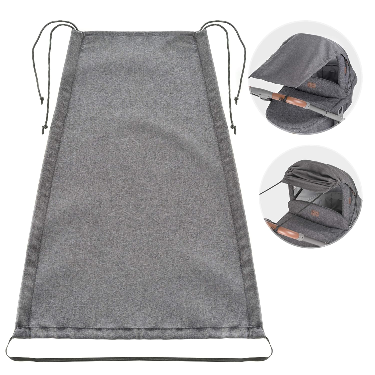 Zamboo Universal Sonnensegel DELUXE für Kinderwagen Babywanne - reißfester Sonnenschutz mit UV Schutz Beschichtung 50+ und Rollo-Funktion - Melange Grau