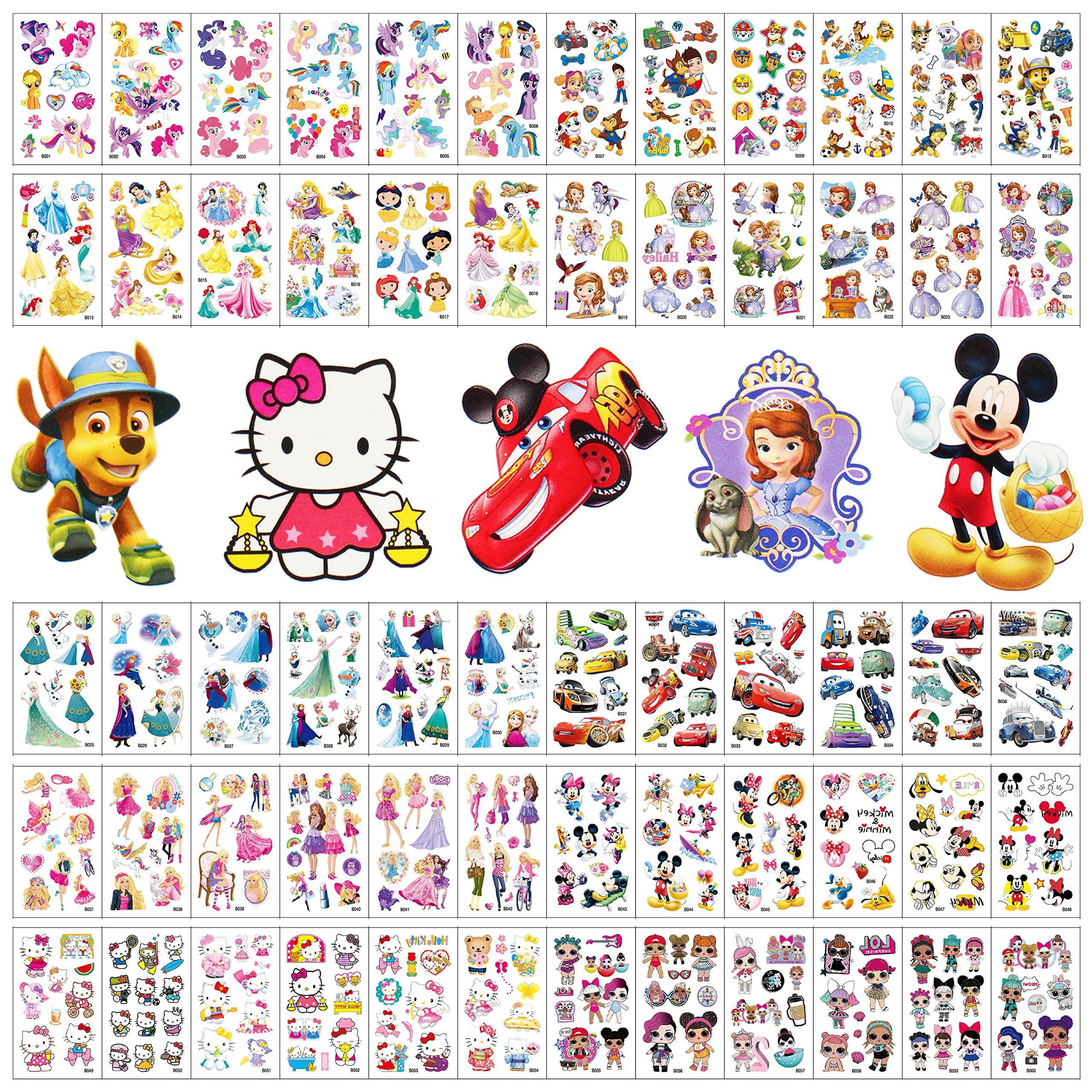 60 Sheets Cute Lovely Temporary Tattoos fake tattoo for Kids Toddlers Children Boys Girls
