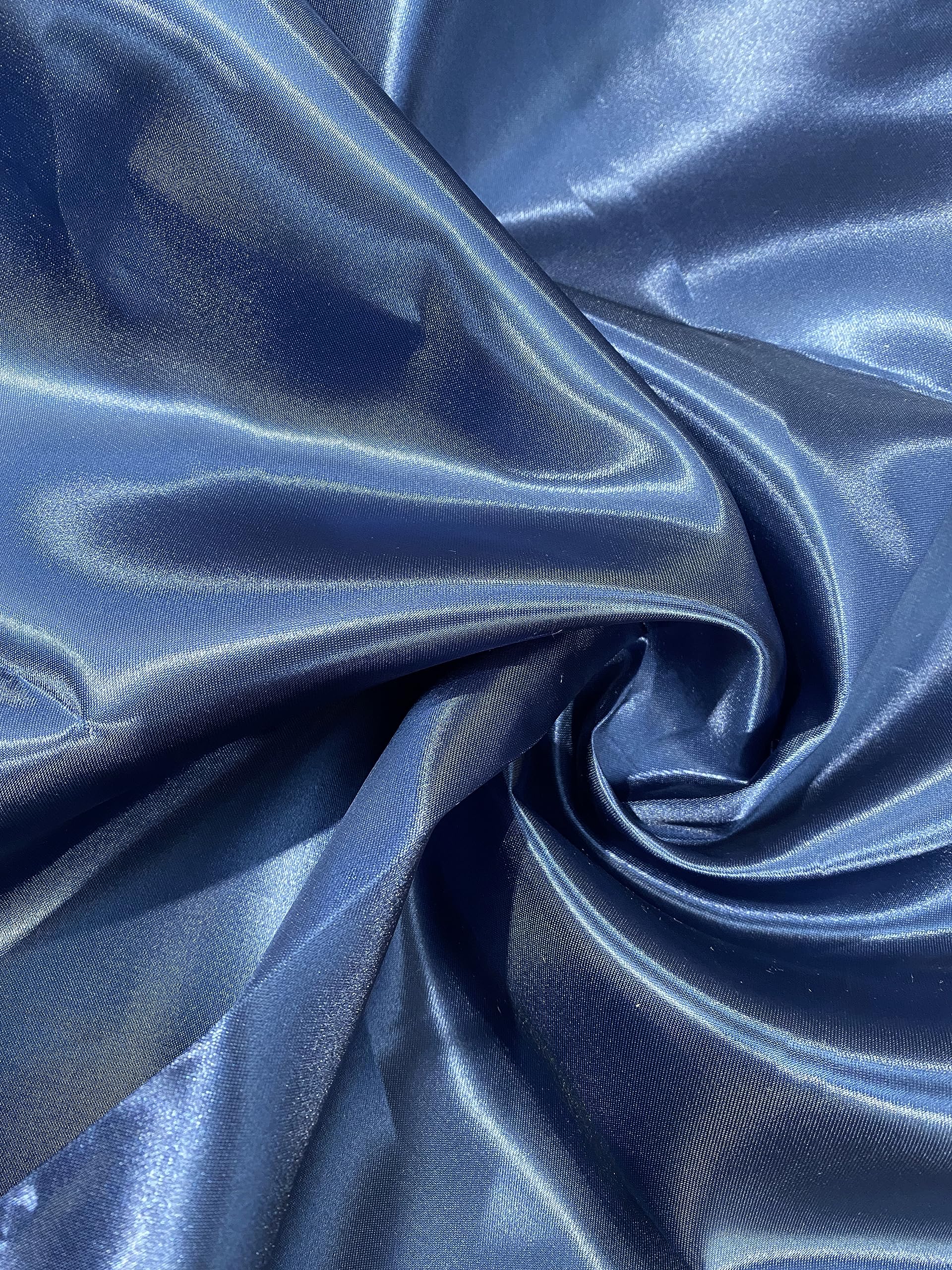 Plain Premium Poly Silk Satin Soft and Thick Fabric 58"/150cm Wide (Navy, 1 Meter) — image 1