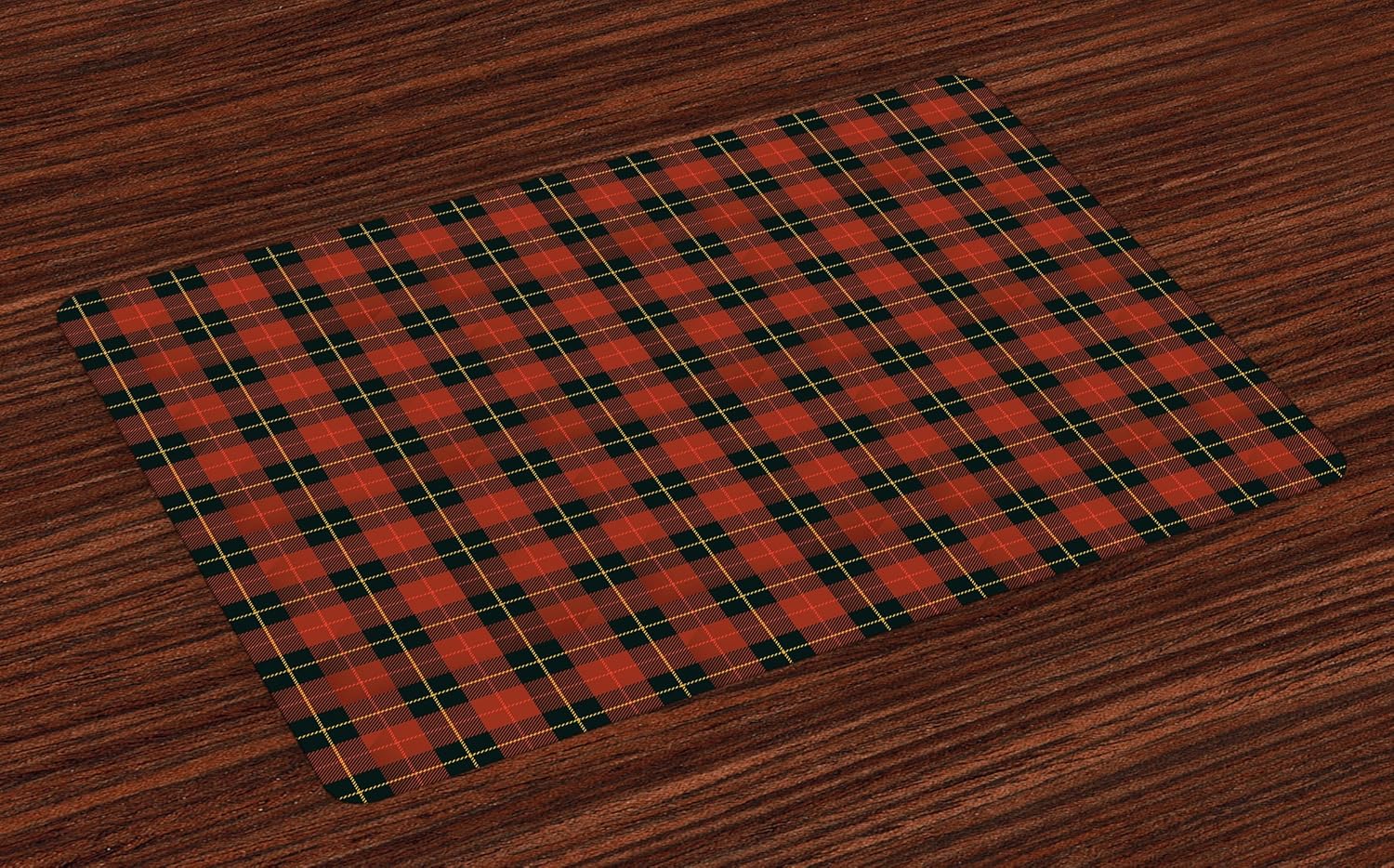 Lunarable Plaid Place Mats Set of 4, Scottish Tartan with Traditional Colors Vintage