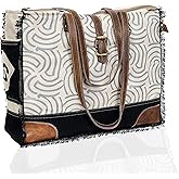 Upcycled Canvas & Leather Shoulder Bag Tote Crossbody Purse Leather Tote Bag Classic Canvas Tote