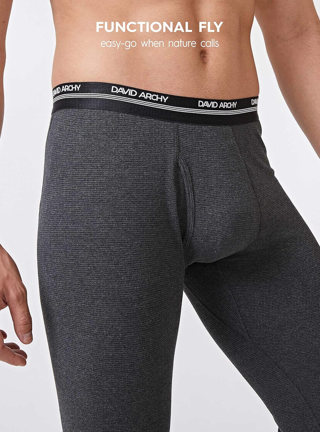 DAVID ARCHY Men's Cotton Fleece Lined Shu Velveteen Stripe Ultra Soft Winter Warm Thermal Bottom Long John with Fly in 2 Pack at  Men’s Clothing store