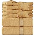 Utopia Towels 8-Piece Premium Towel Set, 2 Bath Towels, 2 Hand Towels, and 4 Wash Cloths, 600 GSM 100% Ring Spun Cotton Highly Absorbent Towels for Bathroom, Gym, Hotel, and Spa (Beige)
