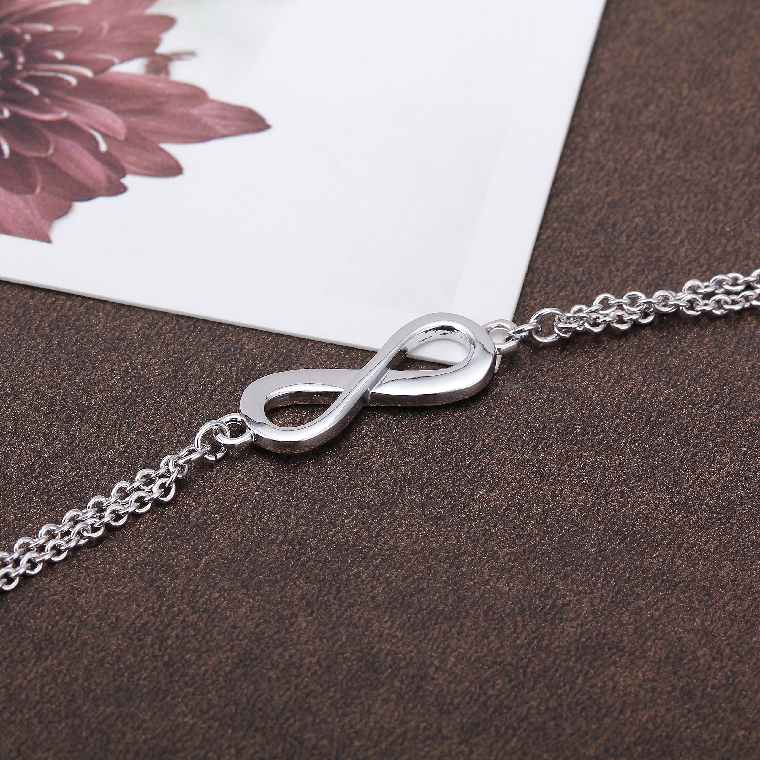 OUXI Platinum Plated Infinity Love Bracelet Simple Bangle with Cubic Zirconia Diamond