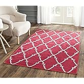 SAFAVIEH Dhurries Collection 6' x 9' Red / Ivory DHU564A Handmade Flatweave Premium Wool Area Rug