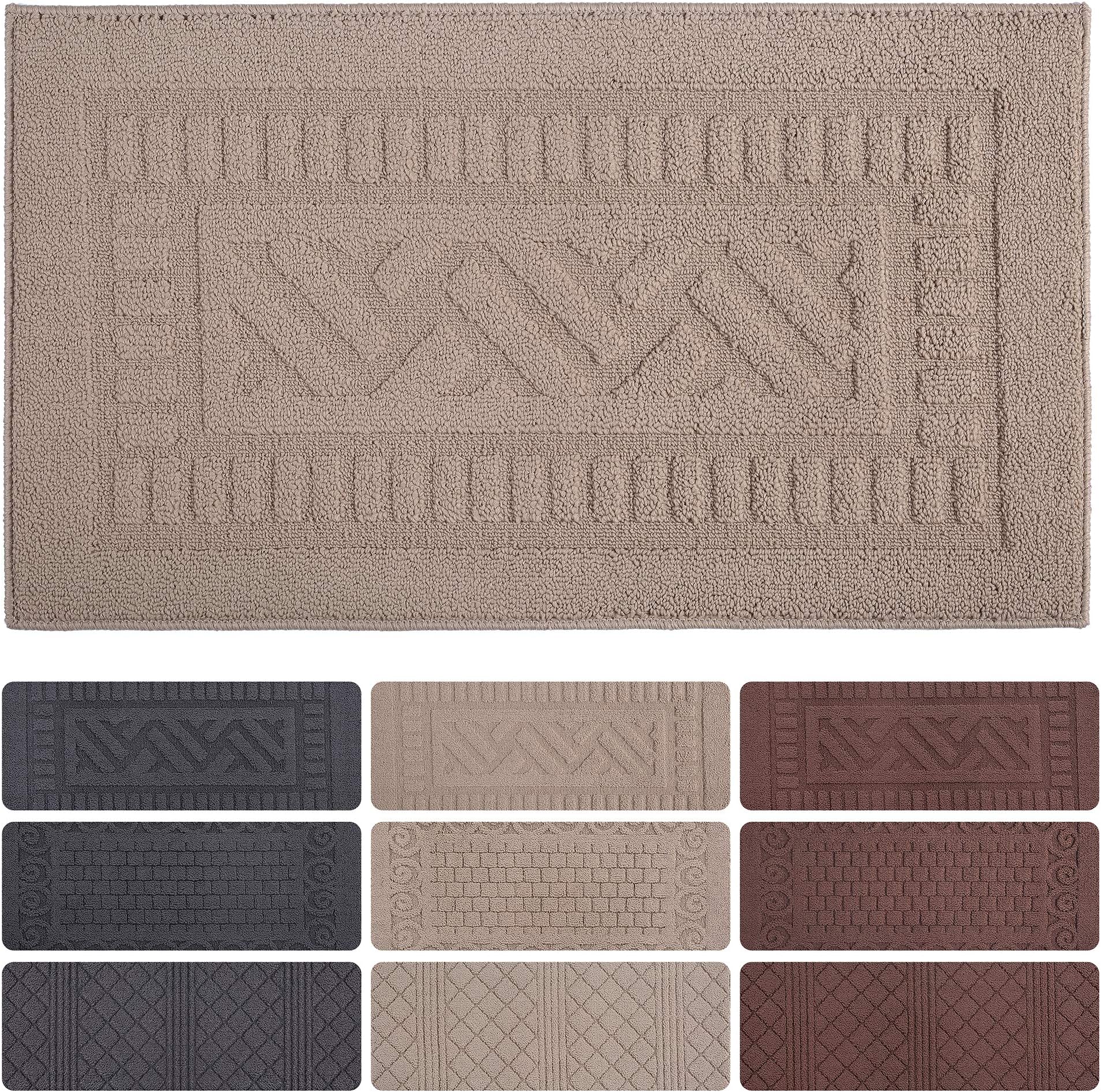 Indoor Doormat Front Door Mat Non Slip Rubber Back Door Mats Magic Inside Dirt Trapper Entry Rugs Entrance Door Rug Machine Washable Door Carpet Mat for Entryway - Beige, 20"x 34"