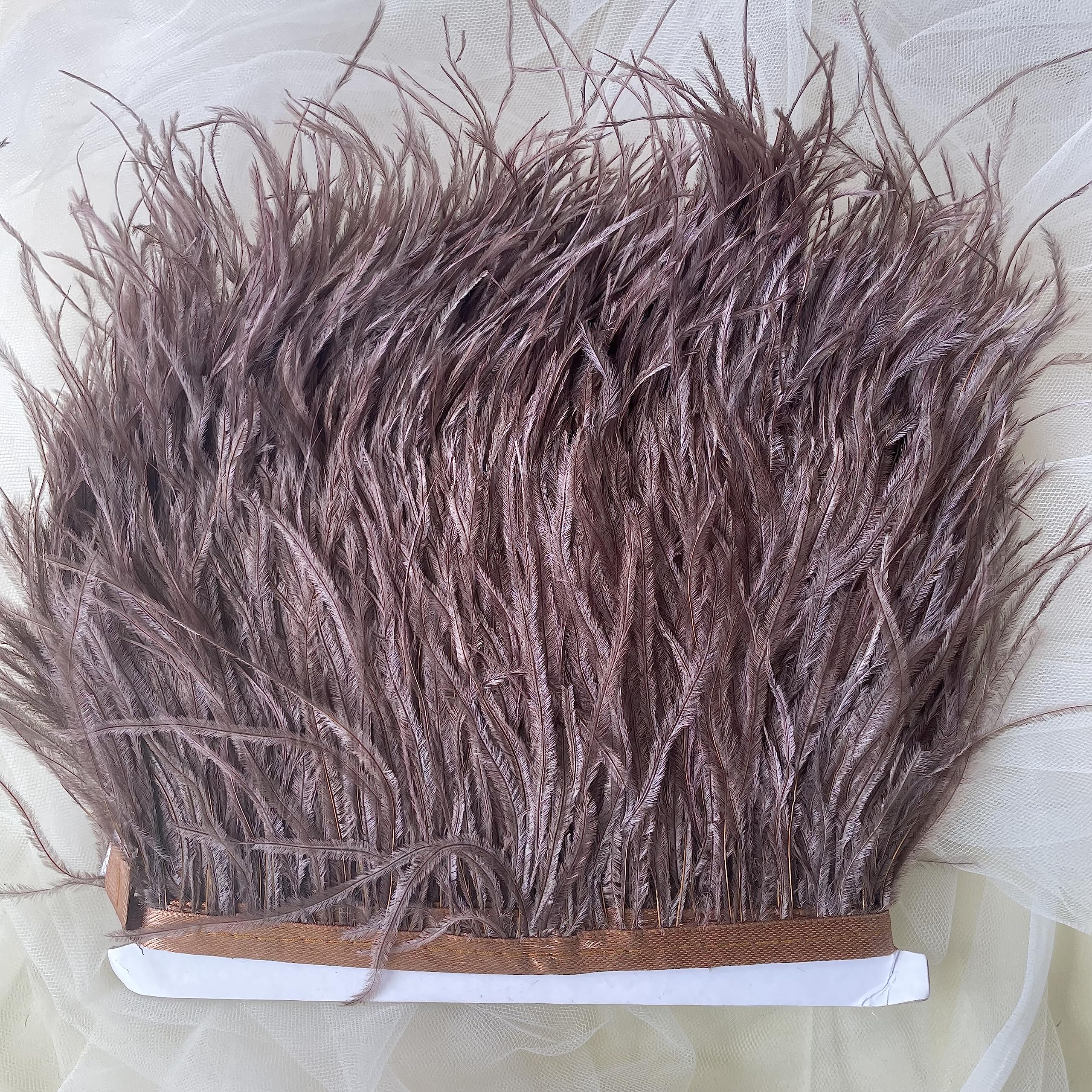 34 Colours Quality Ostrich Feather Trimming Fringe for Millinery Craft Dress Making (Coffee)