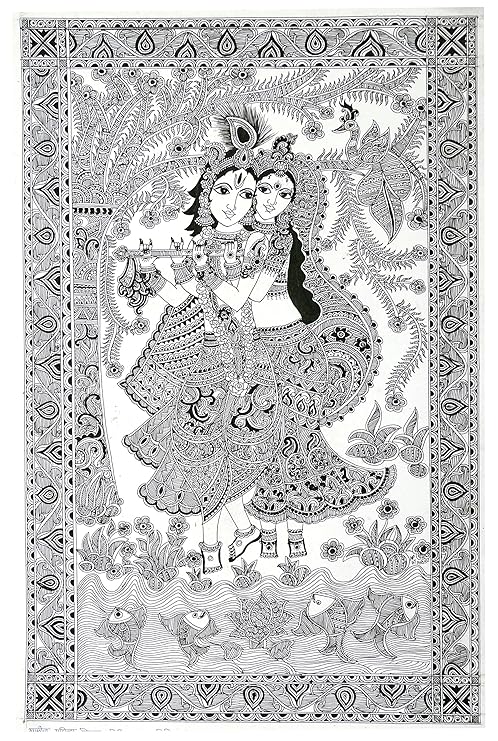 wallpapers Black And White Radha Krishna Wallpaper utsav paper radha krishna madhubani