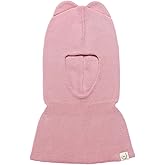 Cotton Knit Kids Balaclava Winter - Warm Double-Layer Baby, Toddler Hat with Neck Cover Ages 3 Months -7 Years - Beige, Pink