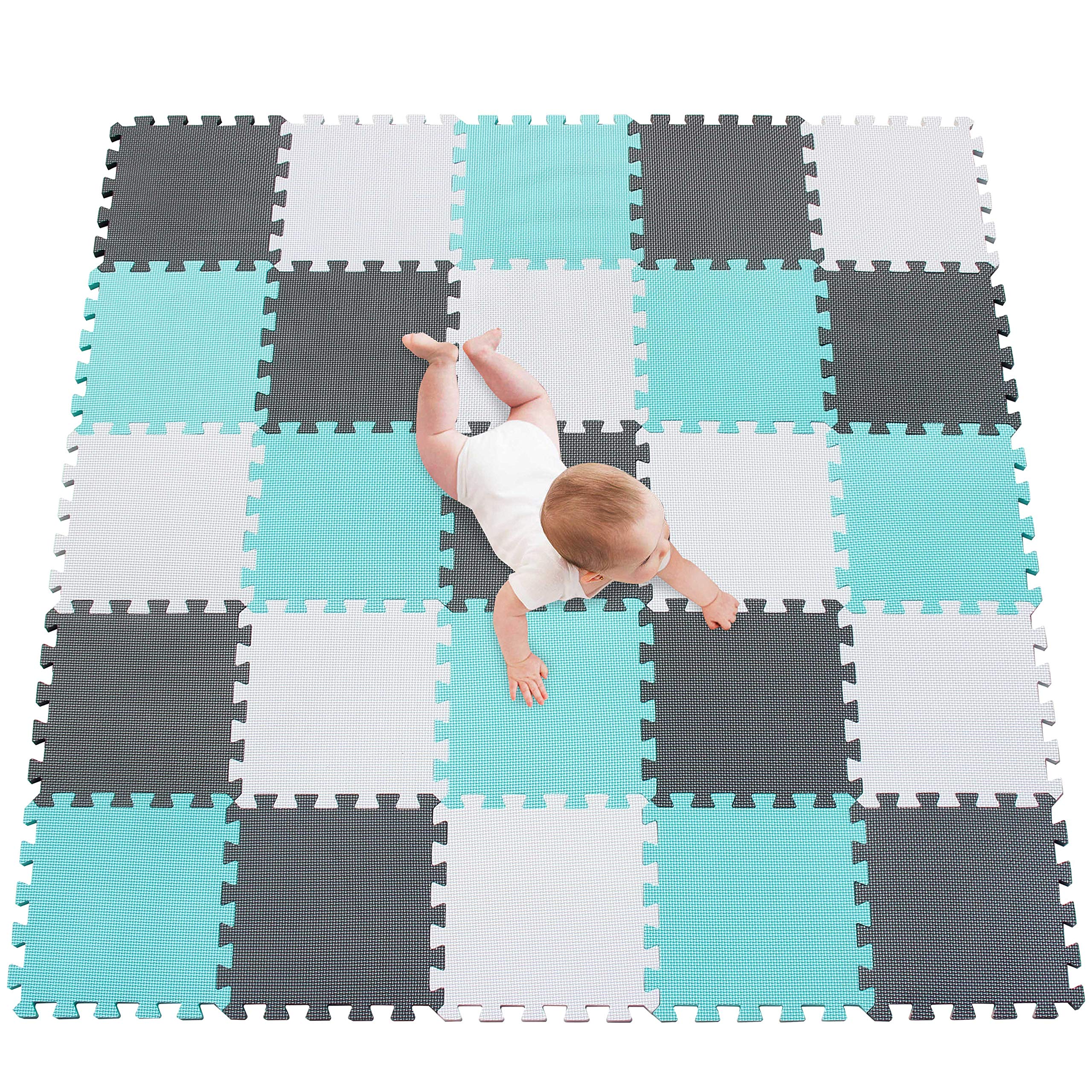 meiqicool Foam Play Mats Baby Soft Foam Interlocking Play Mat Puzzle Jigsaw Puzzle Foam Mat, Play Mat Foam, Lock Puzzle Children Carpet, Each Mat 142 x 142cm 25 PCS AHL