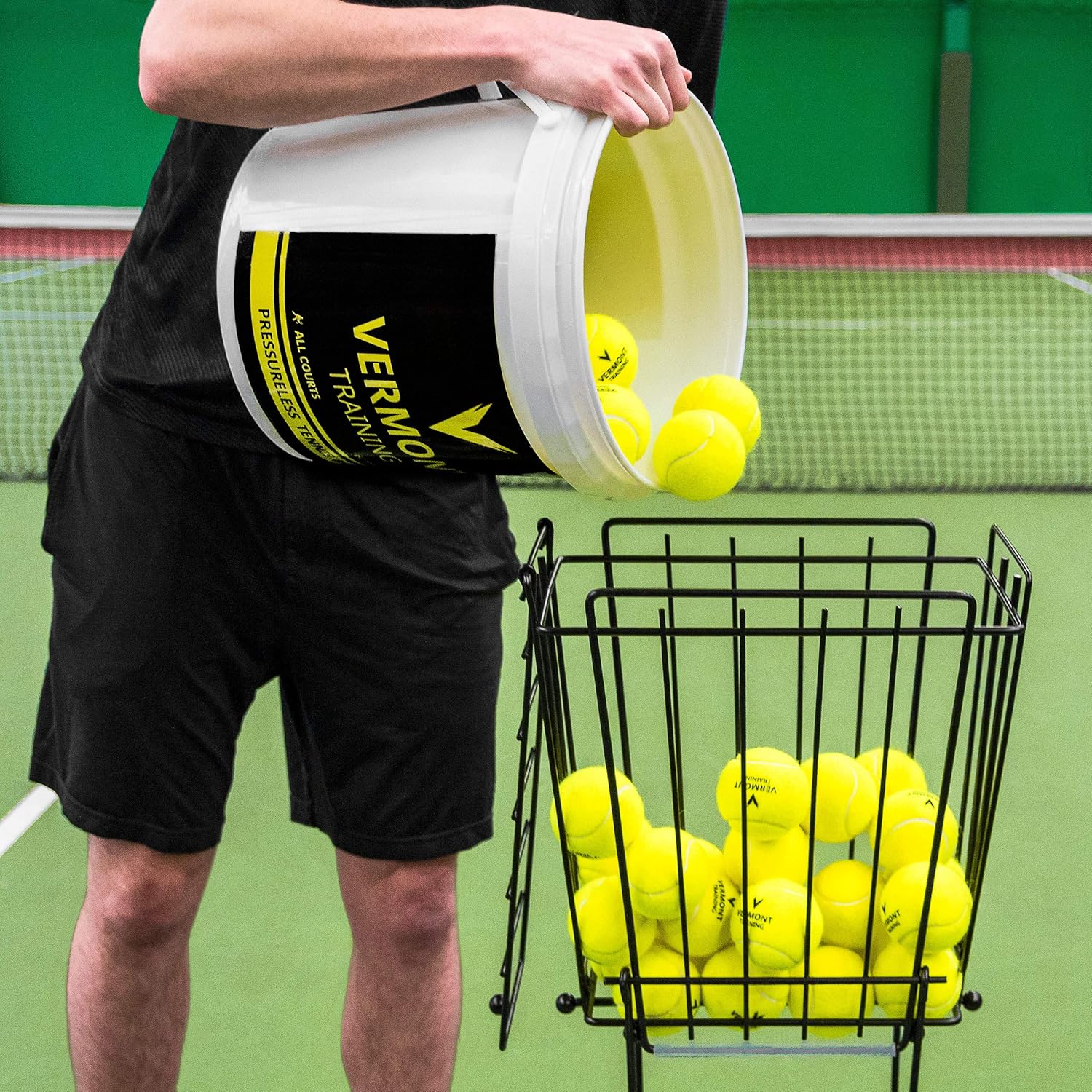 Vermont Tennis Ball Hopper Basket [72 Ball Capacity] - Steel Frame & Lockable Lid : Sports & Outdoors