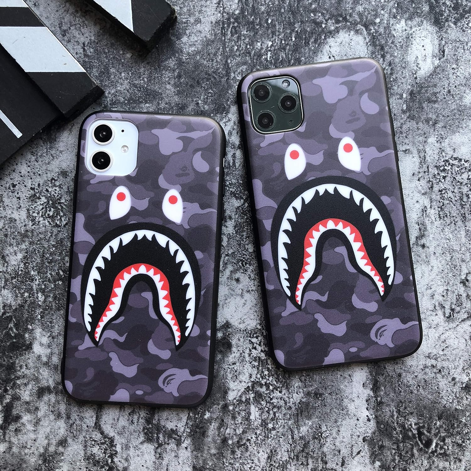 Shark Teeth Camo Print Hardshell Silicone Case for iPhone 11 iPhone 11 Pro iPhone 11 Pro Max with Matte Finish Bape Hypebeast Supreme Slim Protect Fashion Stylish (Dark Gray, iPhone 11 Pro)