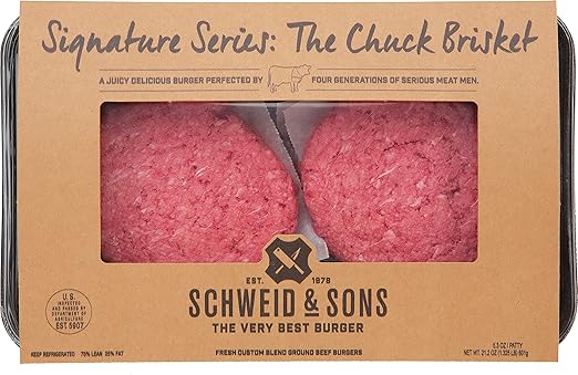 Schweid and Sons Burgers Signature Series Chuck Brisket Burger, 1.325 lb