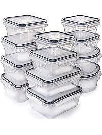 [12-Pack] Food Storage Containers with Lids - Plastic Food Containers with lids - Plastic Containers with lids - Airtight Leak Proof Easy Snap Lock and BPA Free Plastic Container Set for Kitchen Use