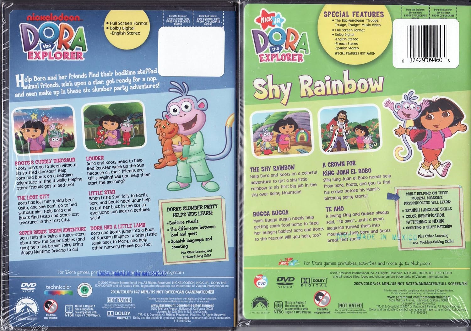 Amazon Com Nick Jr Limited Edition 2 Dvd Set Dora The Explorer Shy Rainbow Dora S Slumber Party Movies Tv