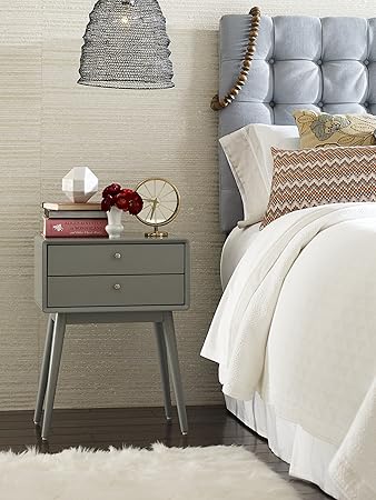Elle Decor Rory Two Drawer Side Table Gray Amazon De