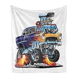 Ambesonne Race Car Throw Blanket, Illustration of a