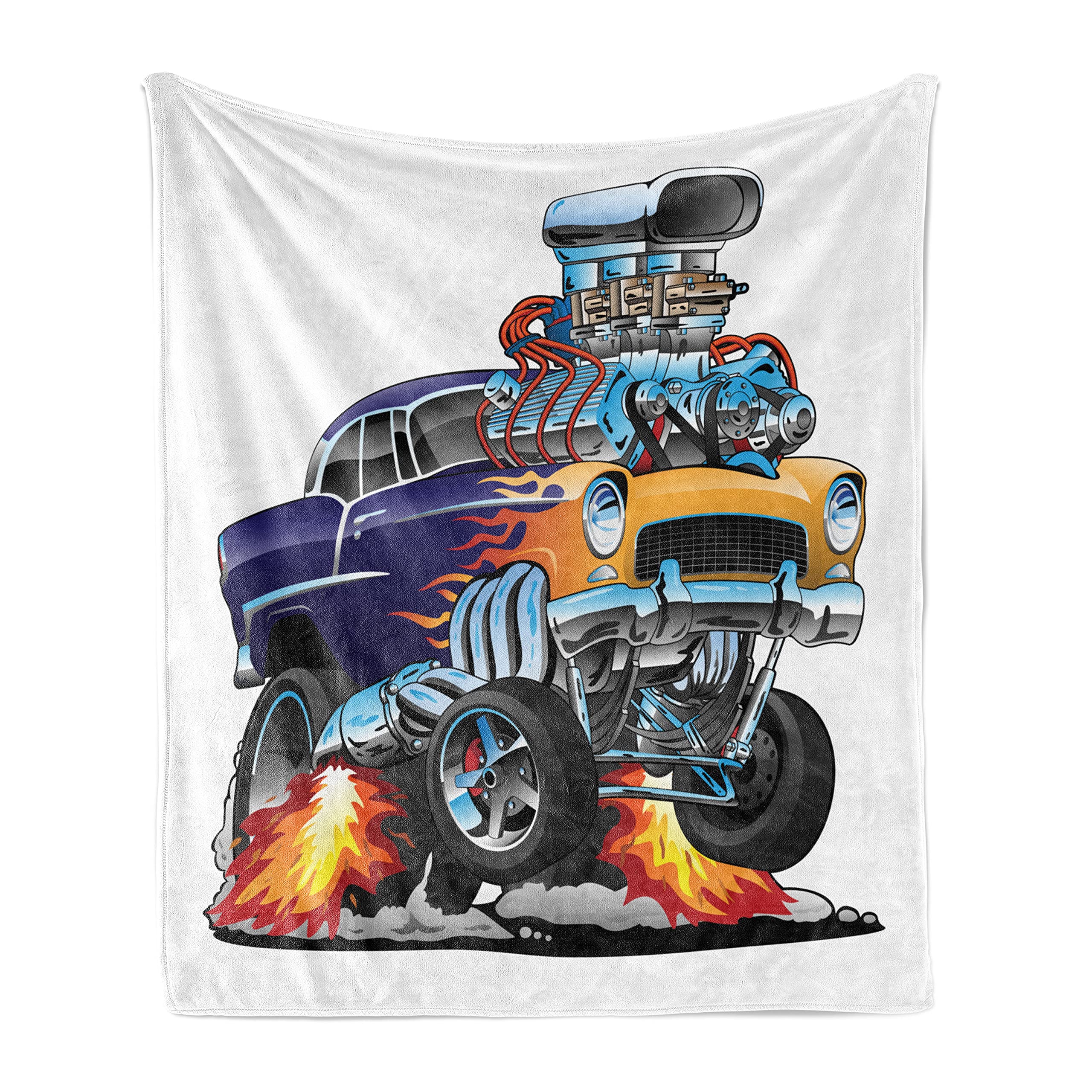 Ambesonne Race Car Throw Blanket, Illustration of a