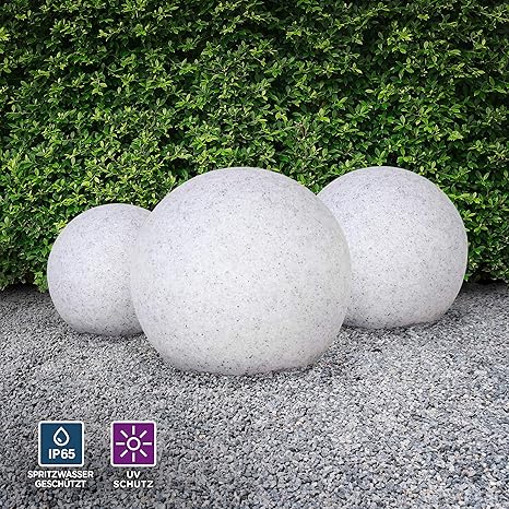 Kugelleuchten 3er Set Gartenlampe 30 40 50cmo Aussenleuchten In Stein Optik Spritzwassergeschutzt Gartenleuchte E27 Fassung Kugellampe Mit Erdspiessen Amazon De Beleuchtung
