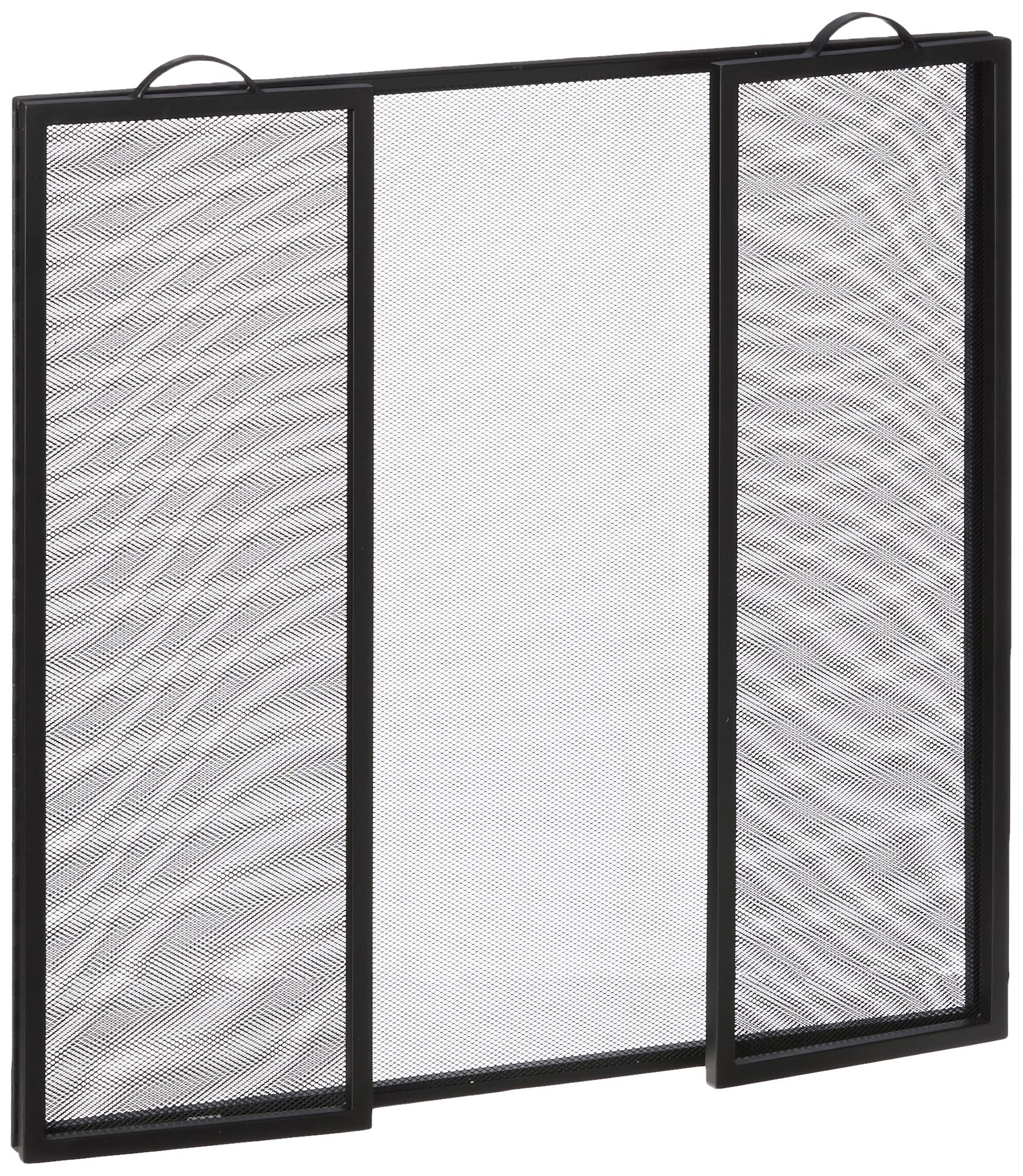 Plow & Hearth 3 Panel Flatguard Fireplace Screen, 50" W x 30" H, Black