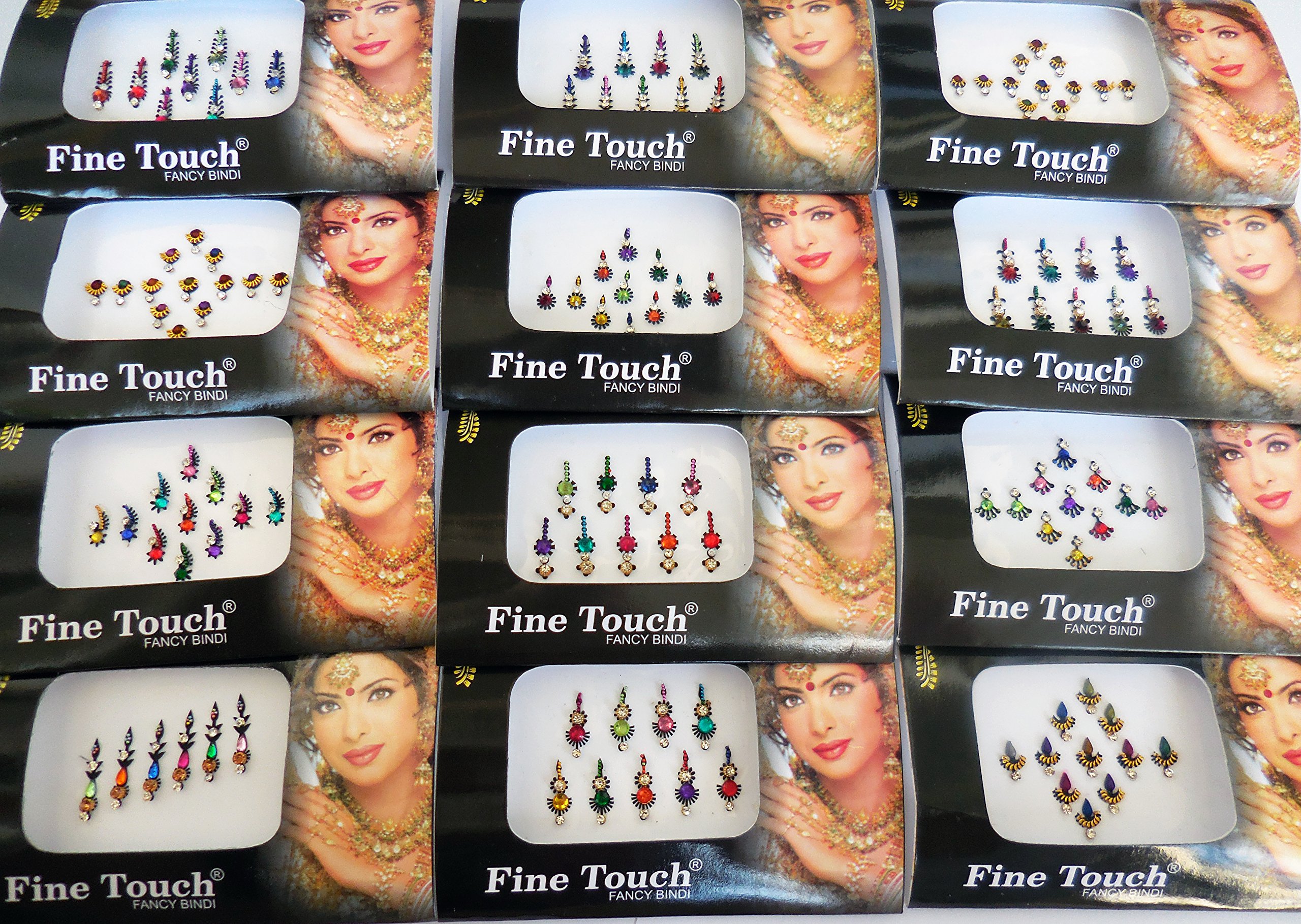 Photo 1 of 6 Packs- 42 Mix n Match face Jewels All Size/Multicolored/Long n Small Forehead Tika
