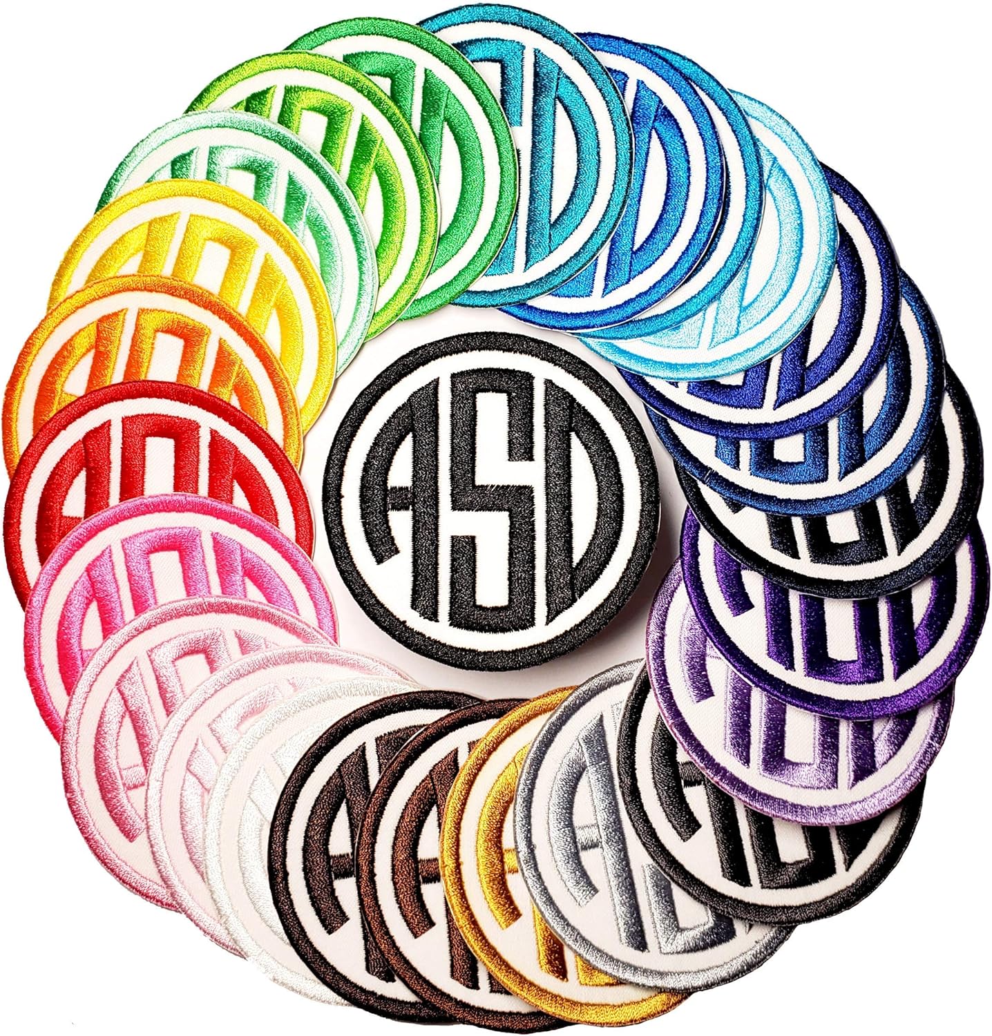 Mixed Media - Monogram Patch Iron-on or Sew-on Applique Embroidered Patch for Uniforms, Backpacks, Christmas Stockings, Bridal, Wedding, Luggage