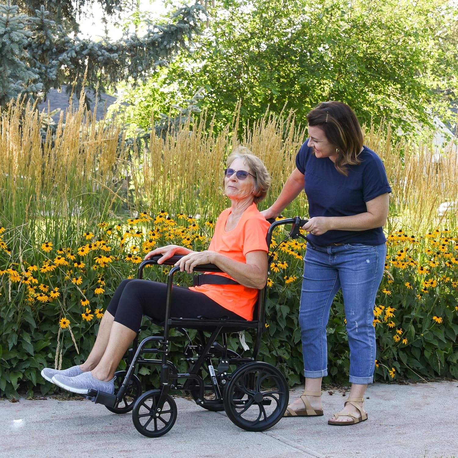 ProBasics Aluminum Transport Wheelchair With 19 Inch Seat - Foldable Wheel Chair For Transporting And Storage – 12-inch Rear Wheels For Smoother Ride, 300 LB Weight Capacity: Industrial & Scientific