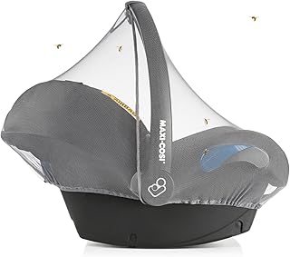 Zamboo Insektenschutz für Babyschale - Mückennetz für Baby Autositze (z.B. Maxi-Cosi, Cybex, Römer) - feinmaschiges Moskitonetz mit Gummizug und Trageöffnung - Grau