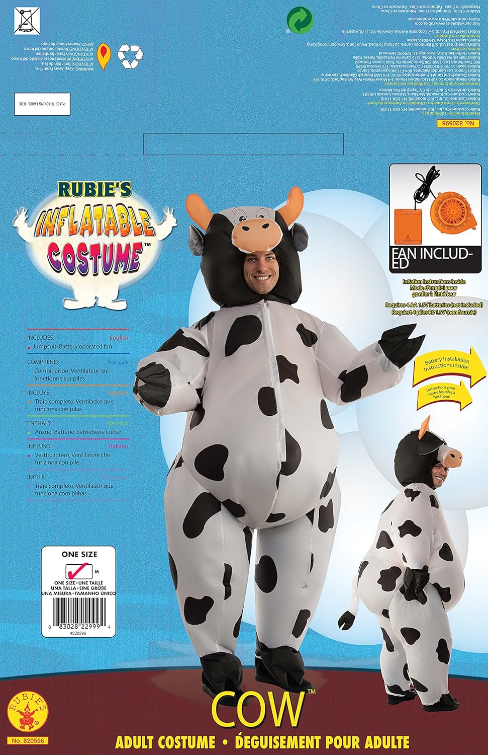 Men's Inflatable Cow Costume, Standard: Clothing