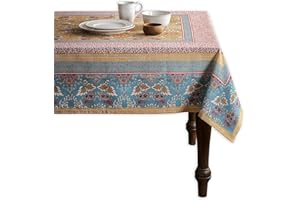 Maison d' Hermine 100% Cotton Easter Tablecloth 60 Inch x 120 Inch Washable Rectangle Table Cloth Decorative Fabric Table Cover for Dining Table, Buffet Parties & Camping, Marquise - Spring/Summer