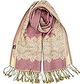 Achillea Reversible Paisley Pashmina Rave Scarf – Exotic Indian Shawls and Wraps for Evening Dresses, Festivals, All Seasons