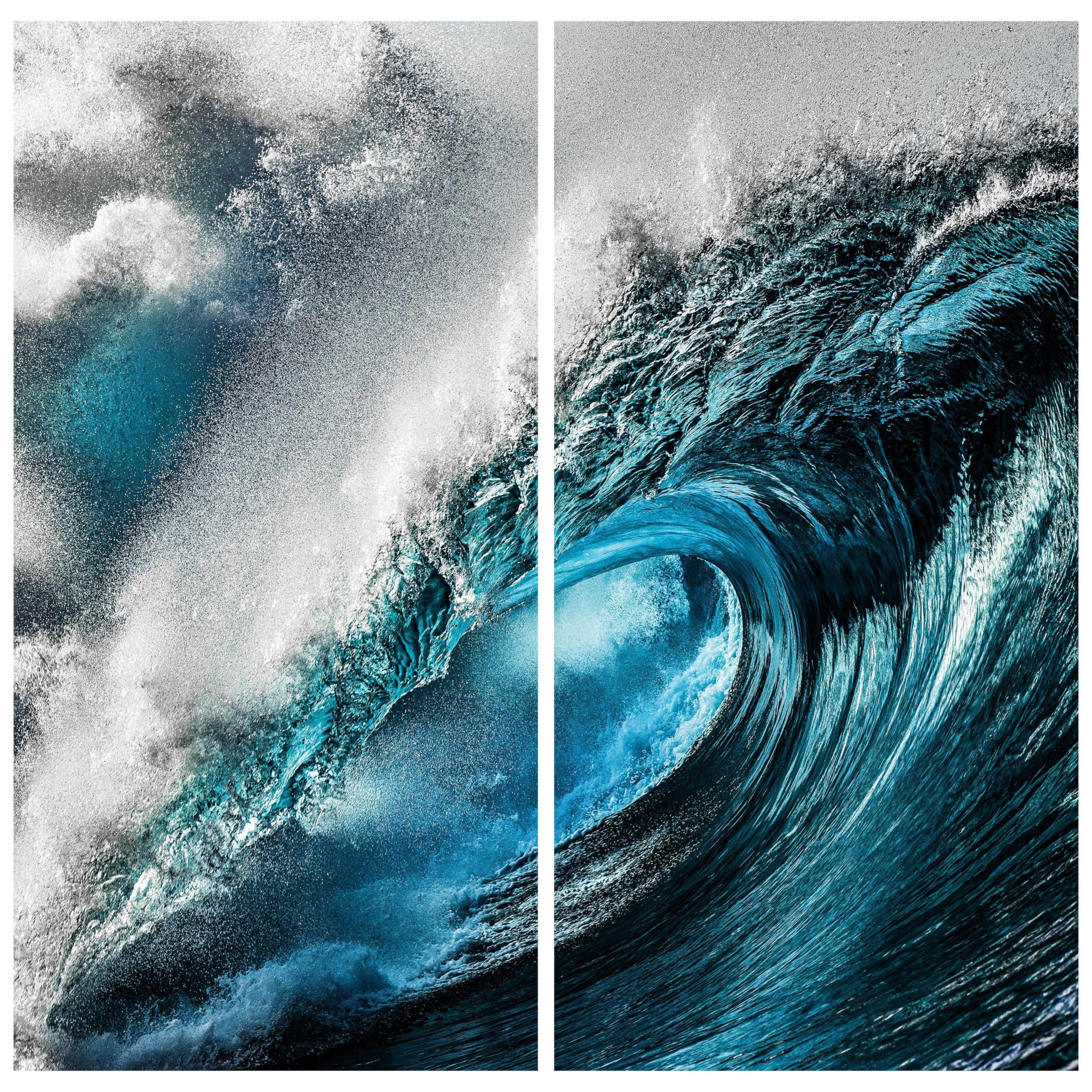 View 1 of ** SET TWO BOX** Empire Art Direct "Sapphire Sea Oversized 72"x 36" Frameless Free-Floating Reverse Printed Tempered Art Glass Panels Set of 2, Ready to Hang, Living Room, Bedroom & Office, 72" x 36" x 0.2" each