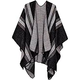 Women's Warm Shawls Wraps Open Front Cardigan Vintage Pattern Poncho Cape Sweater Coat