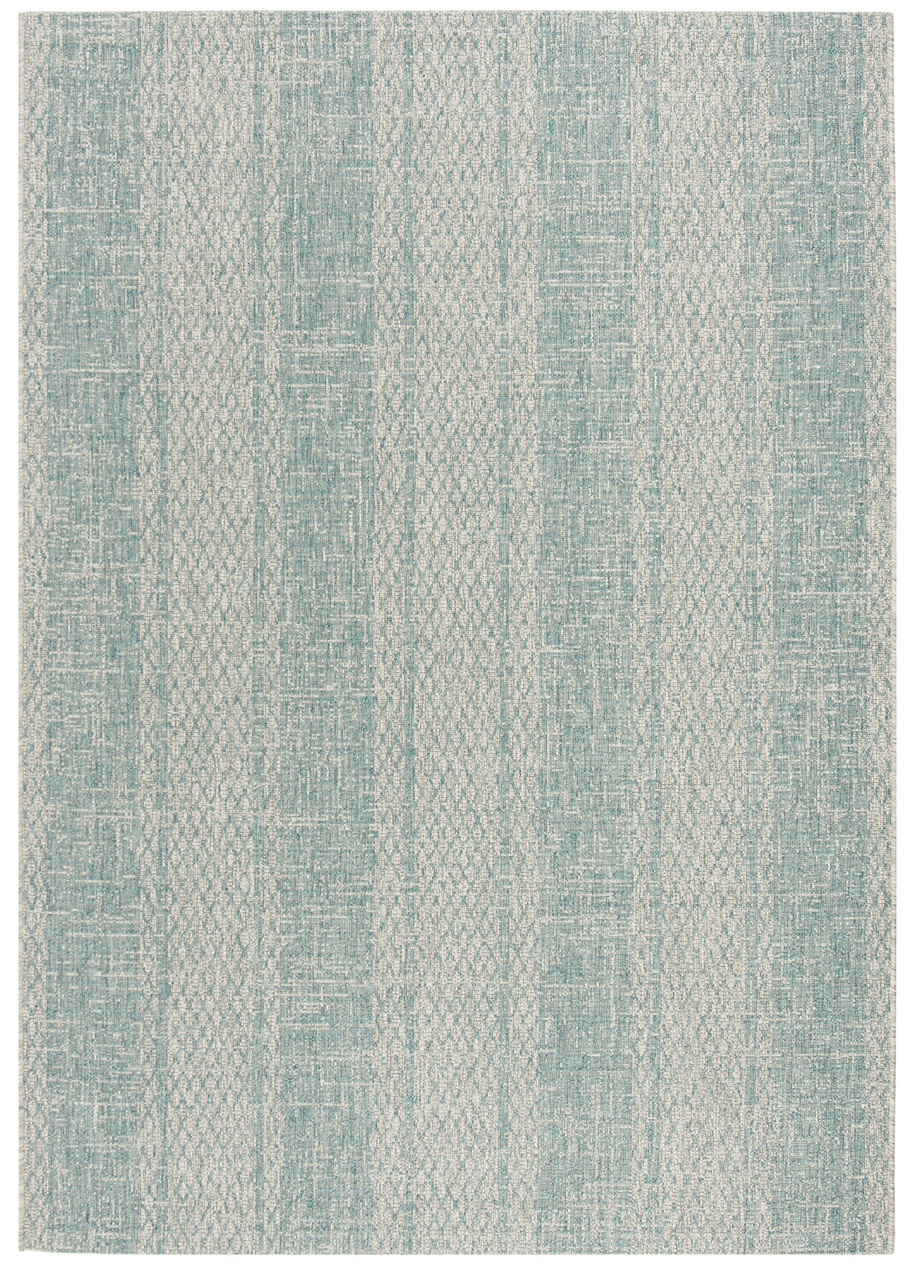 Safavieh Contemporary Indoor/Outdoor Woven Rectangle Area Rug, Courtyard Collection, CY8736, in Light Grey / Aqua, 79 X 152 cm for Garden, Patio or Any Outdoor Space