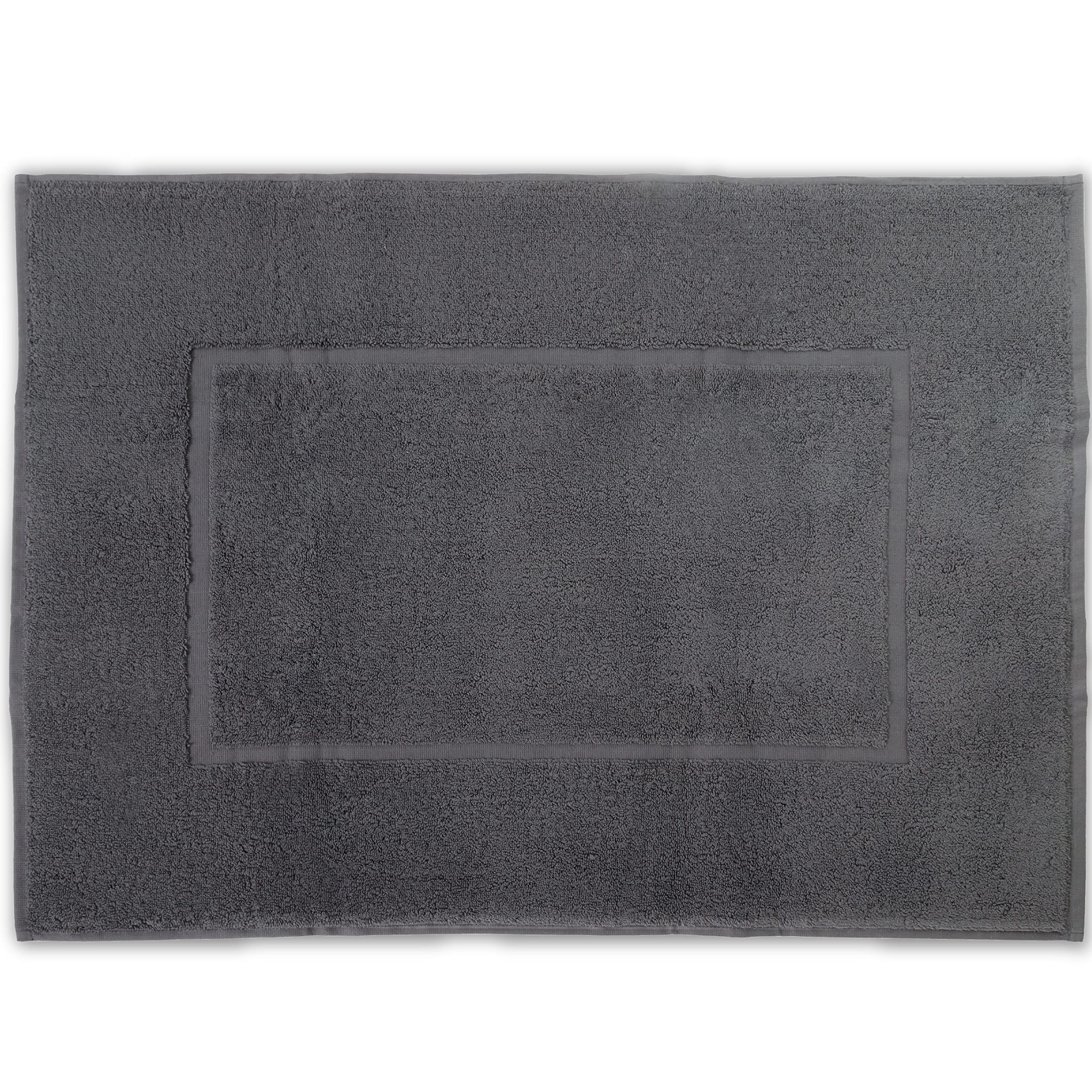 valneo 100% Cotton Bathmat For Bathroom Floor - 50 x 70cm - Soft Highly Absorbent Long Bath Runner Mats - Washable & Non Slip Large Mat - Anthracite