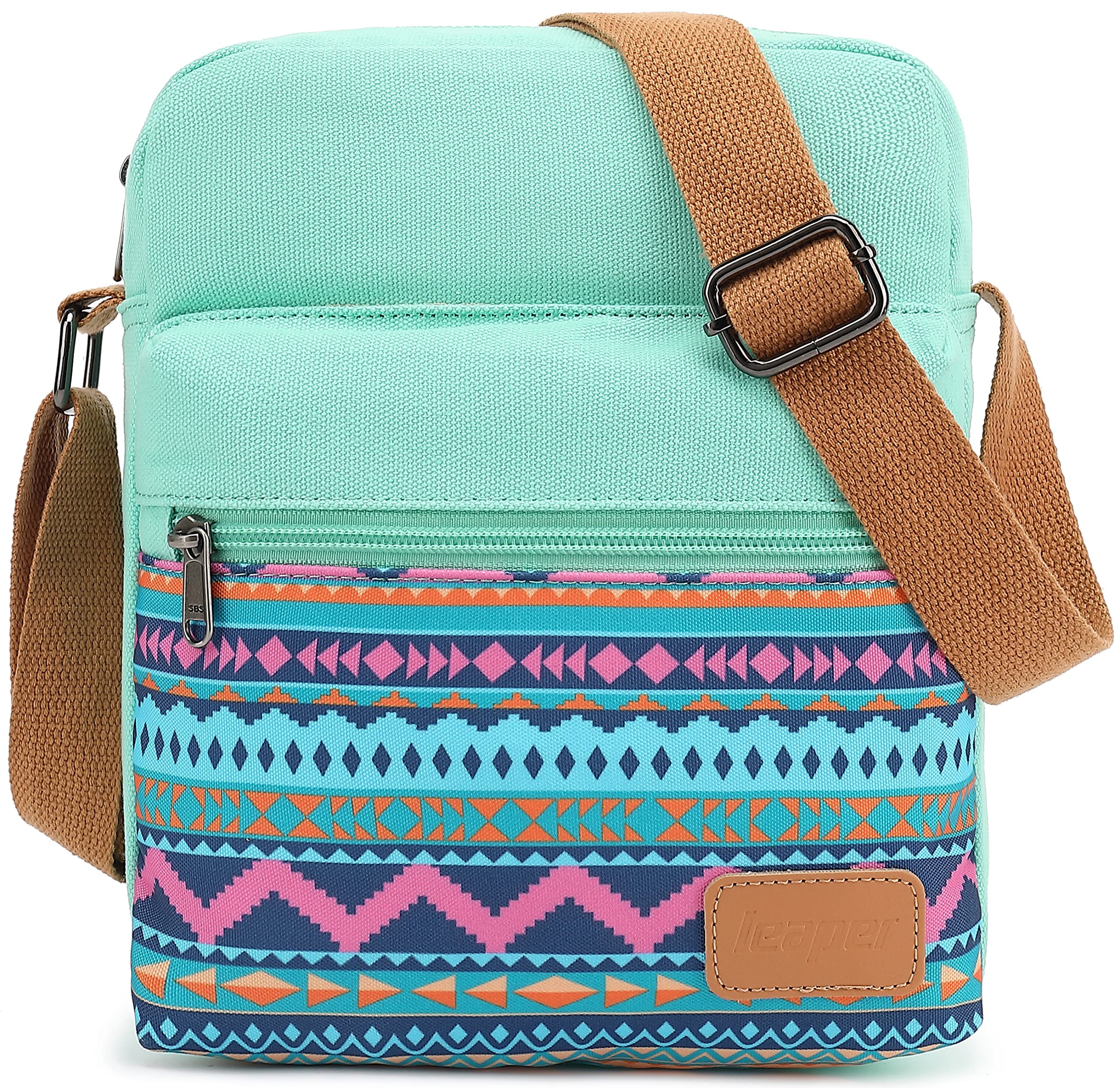 Leaper Small Canvas Crossbody Bag and Purse Set Geometric Messenger Bag Teal-R