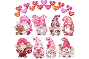 WHYMEO Valentine's Day Reflective Car Magnets Decoration 29Pcs, Magnetic Gnome Heart Car Decoration Refrigerator Magnetic Stickers, Holiday Garage Magnet Decal Valentine's Day Decor
