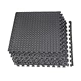 GLOUE Puzzle Exercise Mat EVA Interlocking Floor Mat Set For 24 Square Anti-fatigue Exercise & Fitness Gym Soft Yoga Trade Show Play Room Basement Square Floor Tiles Borders Included