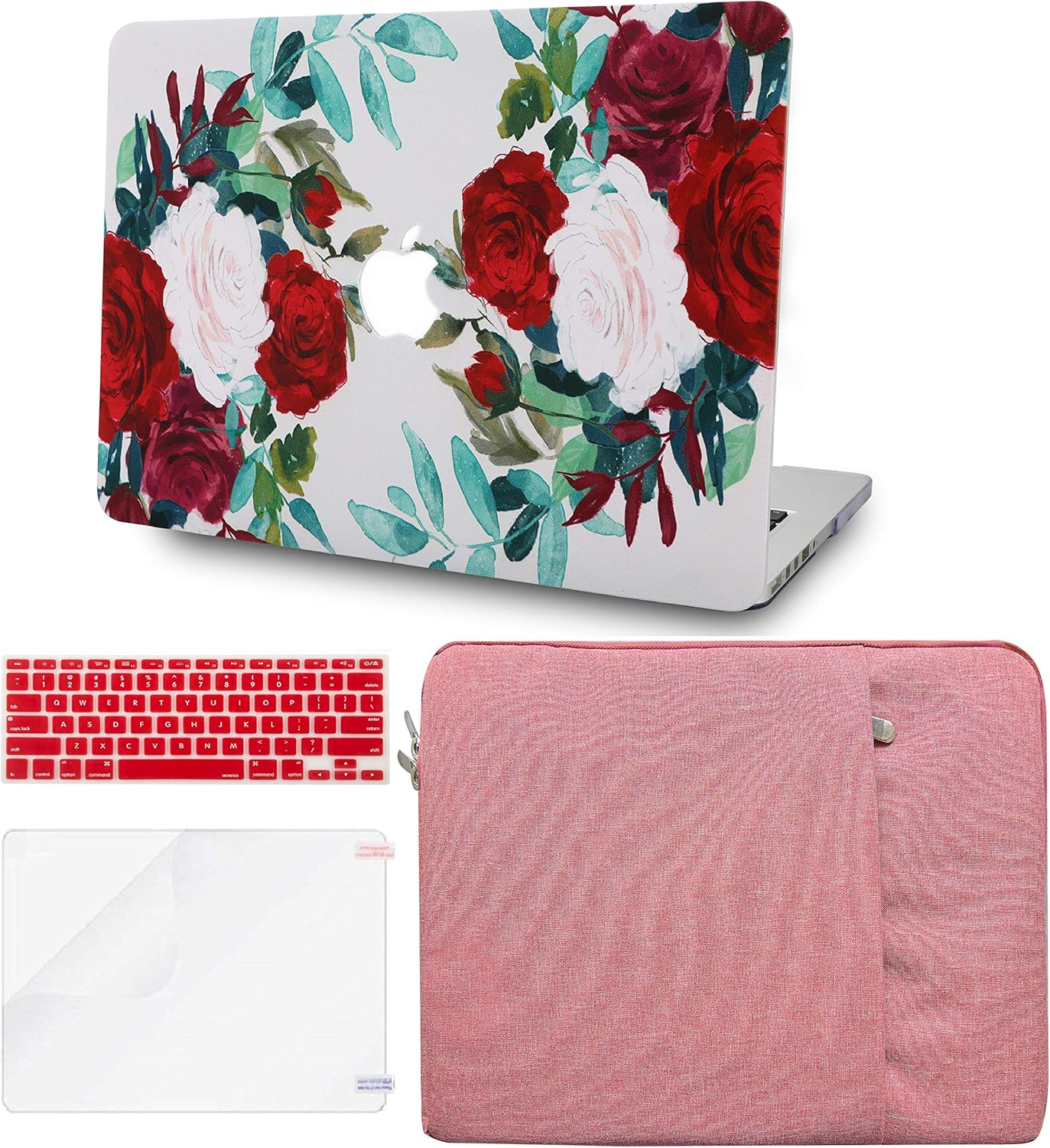 LuvCase 4 in 1 Laptop Case for MacBook Air 13 Inch (Touch ID) (2018-2020) A1932 Retina Display Hard Shell Cover, Sleeve, Keyboard Cover & Screen Protector (Flower 25)