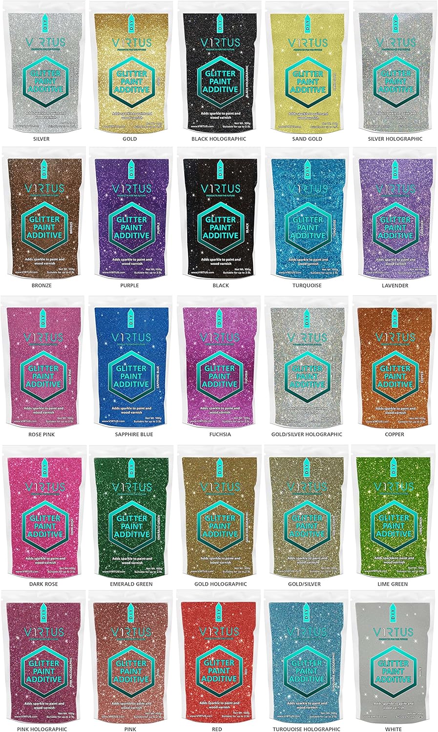 V1rtus Turkis Glitzer Farbe Kristalle Additiv 100 G Fur Dispersionsfarbe Fur Verwendung Mit Aussen Innen Wand Decke Holz Metall Lack Matt Weich Glanz Oder Seide Farben Turkis Amazon De Baumarkt